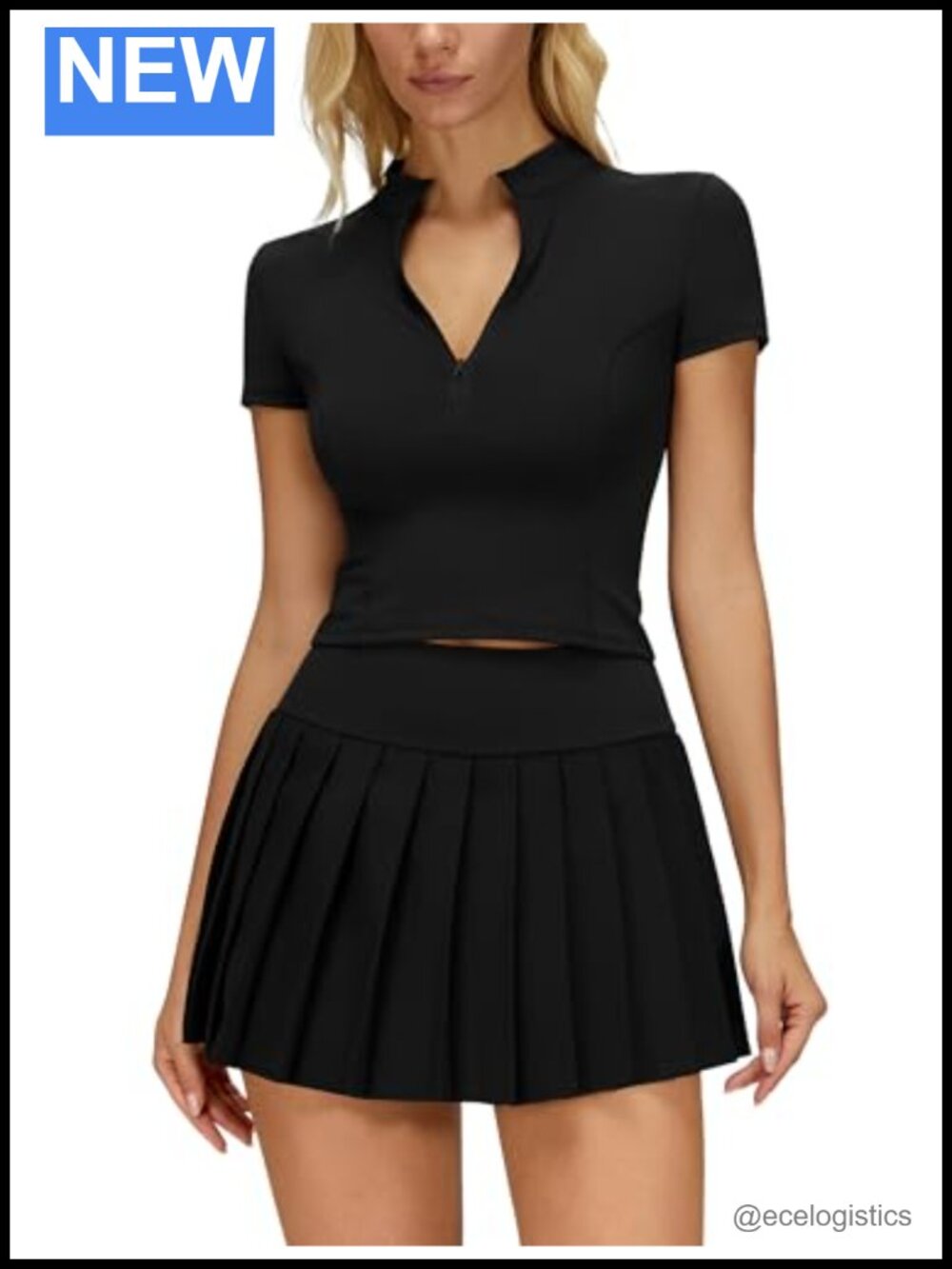 2 Piece Tennis Skirt Set Pleated Skort Womens Athletic Outfit